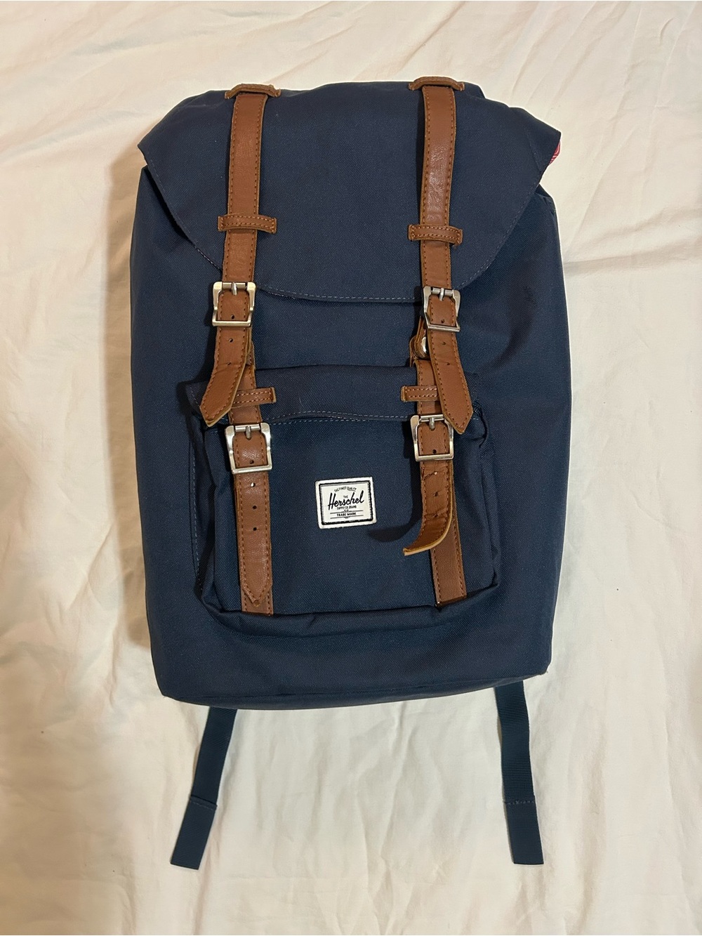 Herschel Supply Company Navy Backpack with Brown Leather Straps